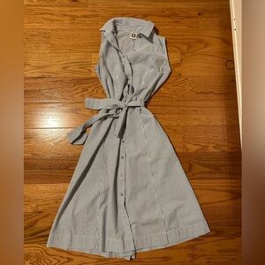 Blue and White Stripted Midi Dress
